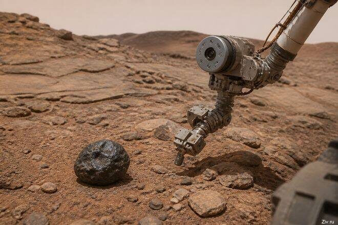 металлический метеорит на Марсе
